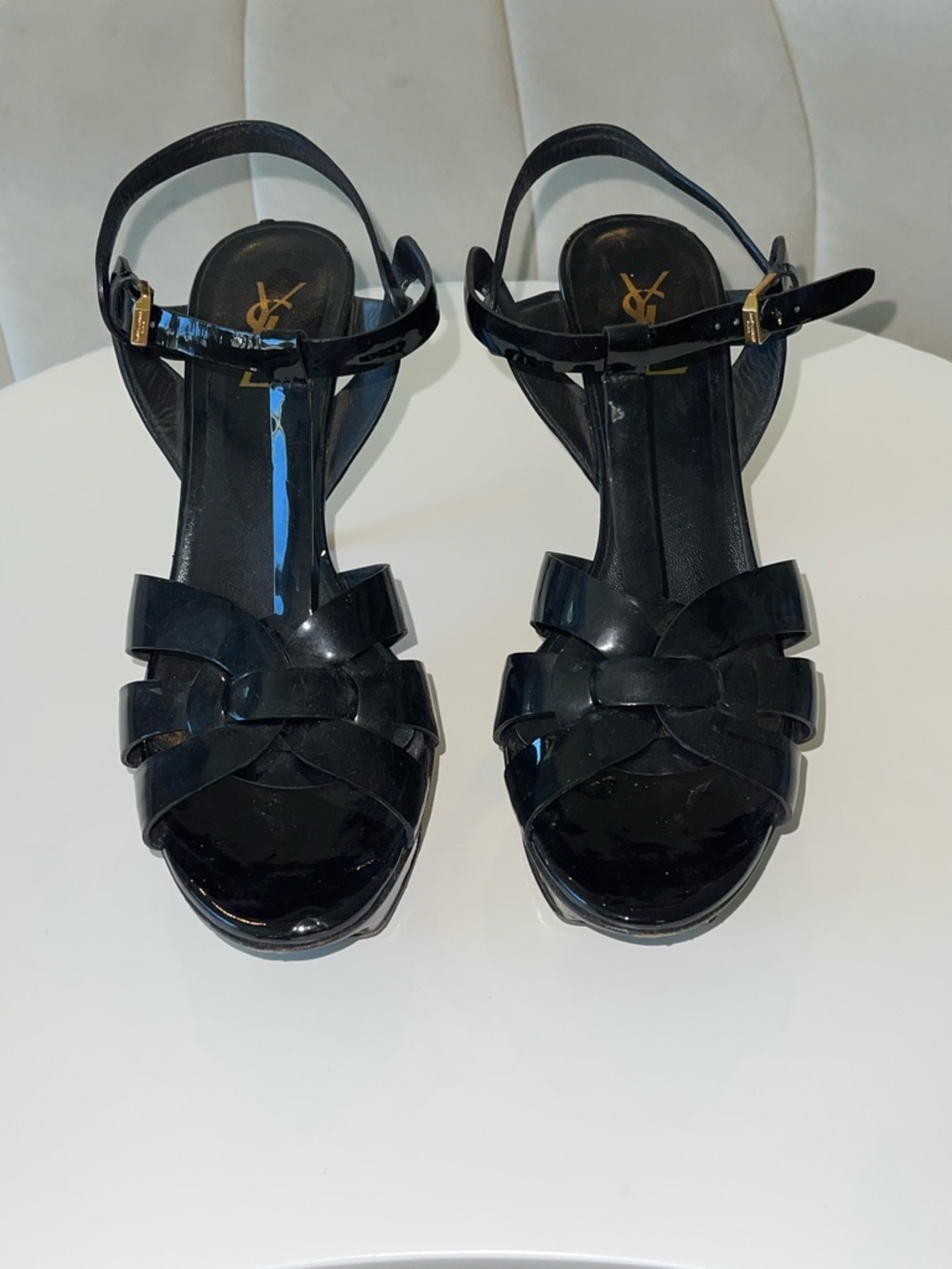 Saint Laurent (YSL) Tribute Sandal Heels – Black Patent – Size 41 - Picture 2 of 8